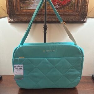 Keep Cool Teal Quilted Insulated Sopping Cooler Bag